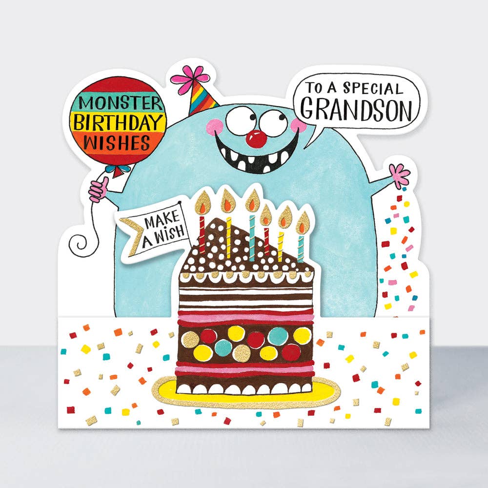 Side by Side - Special Grandson/Monster B'day Wishes/Cake
