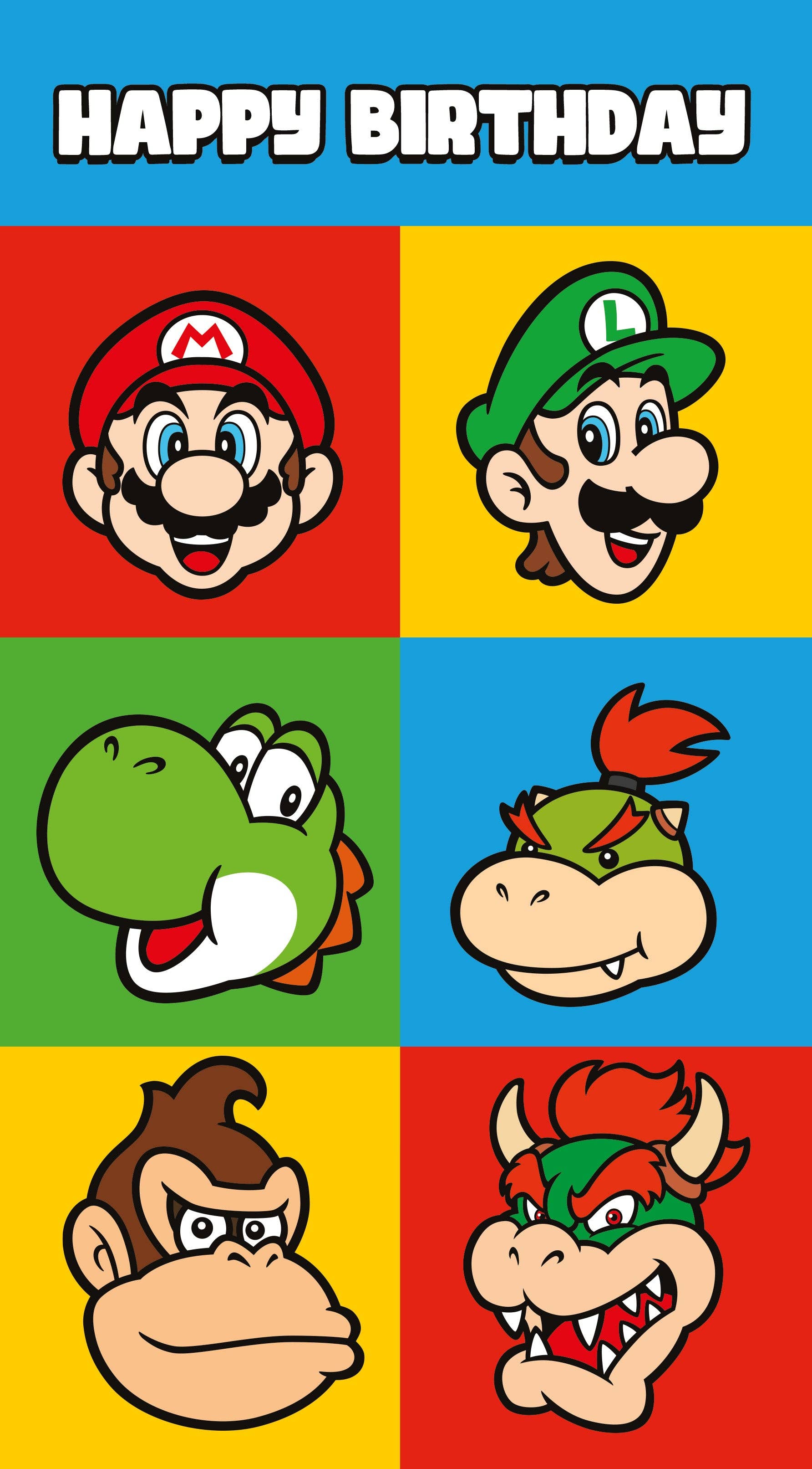 Super Mario “Happy Birthday” Card – Colourful Nintendo Character Design
